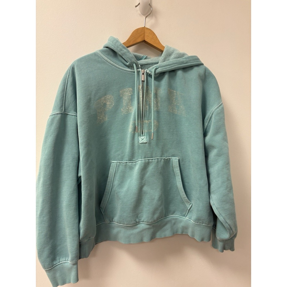 Pink Victoria's Secret Hoodie Womens Size Large Pullover Sweatshirt Pockets